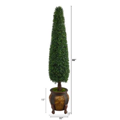 5.5-Foot Boxwood Topiary Artificial Tree in Decorative Planter UV Resistant (Indoor/Outdoor)