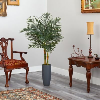 58-Inch Golden Cane Artificial Palm Tree in Gray Planter