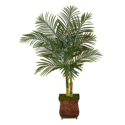 50-Inch Golden Cane Artificial Palm Tree in Metal Planter