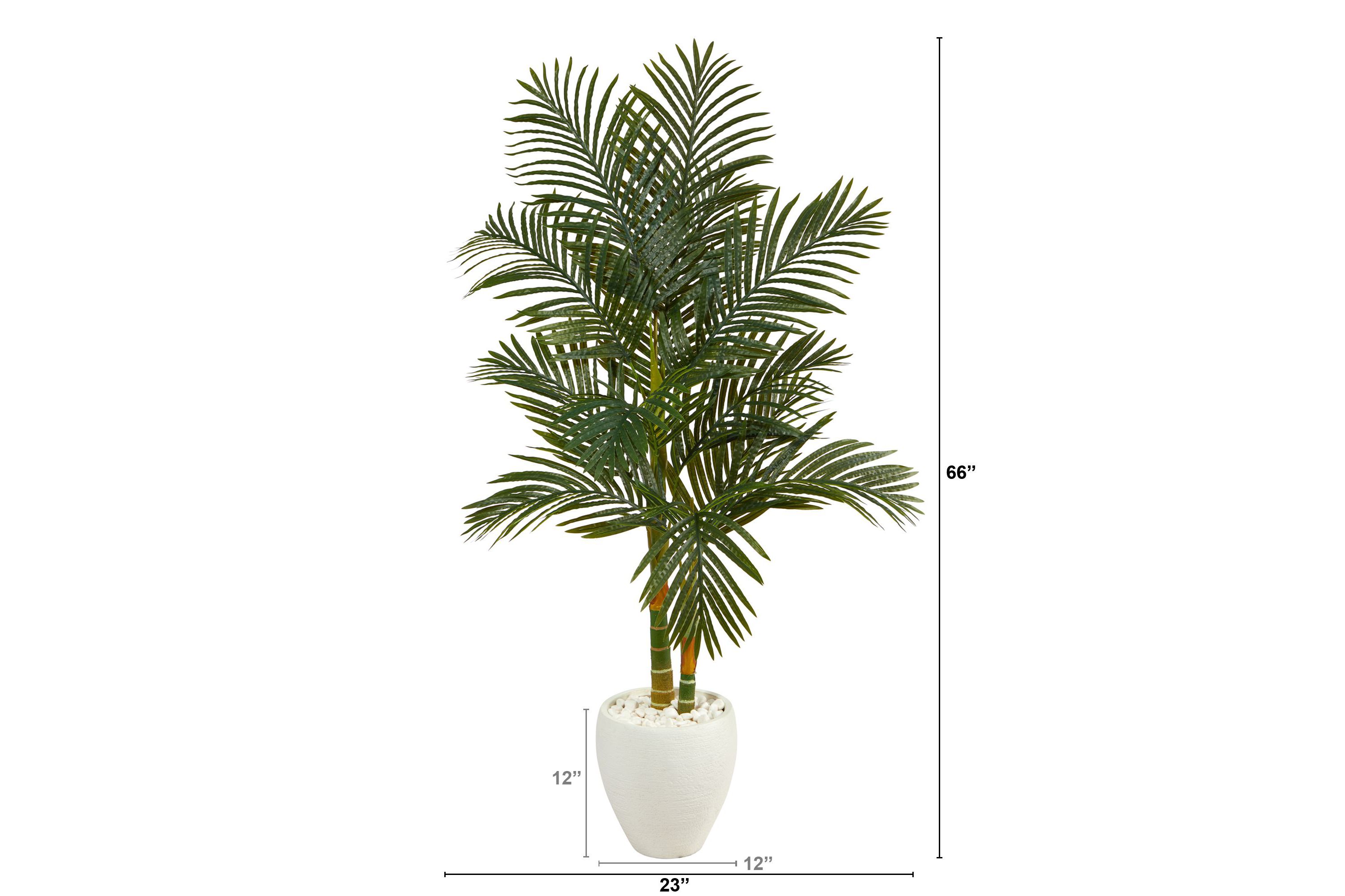 5.5-Foot Golden Cane Artificial Palm Tree in White Planter
