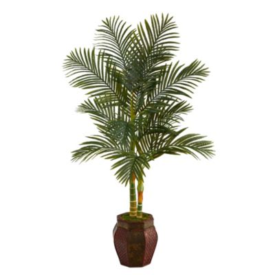 5.5-Foot Golden Cane Artificial Palm Tree in Decorative Planter