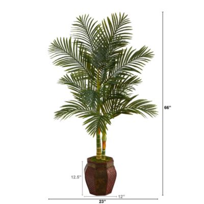 5.5-Foot Golden Cane Artificial Palm Tree in Decorative Planter
