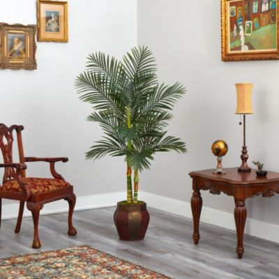 5.5-Foot Golden Cane Artificial Palm Tree in Decorative Planter