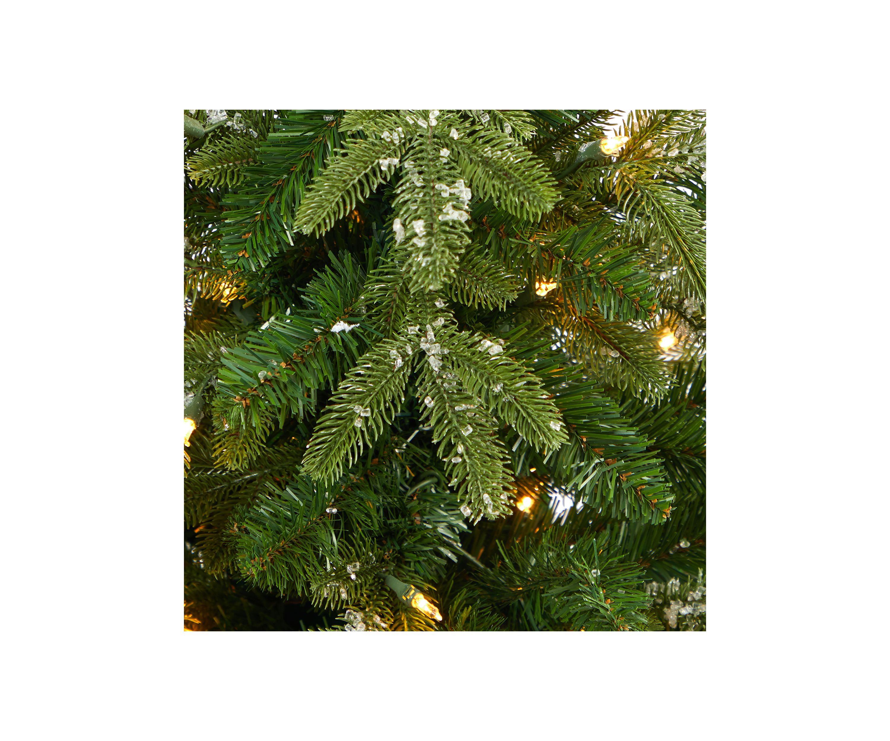 44 Inch Snowed Grand Teton Fir Artificial Christmas Tree with 50 Clear Lights and 111 Bendable Branches in Planter