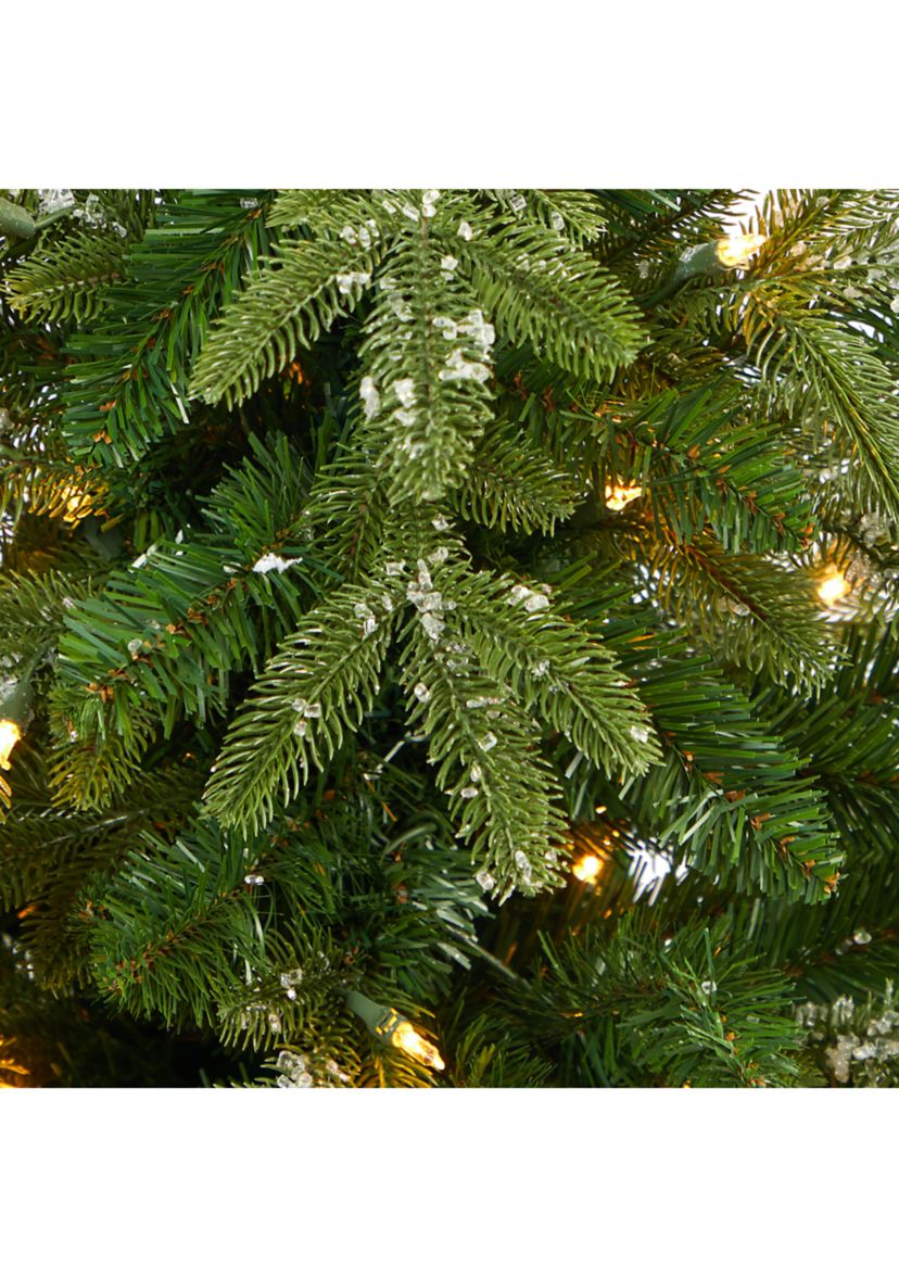 44 Inch Snowed Grand Teton Fir Artificial Christmas Tree with 50 Clear Lights and 111 Bendable Branches in Planter