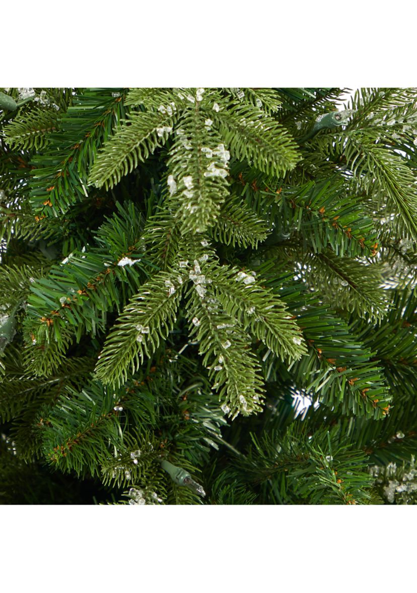 44 Inch Snowed Grand Teton Fir Artificial Christmas Tree with 50 Clear Lights and 111 Bendable Branches in Planter