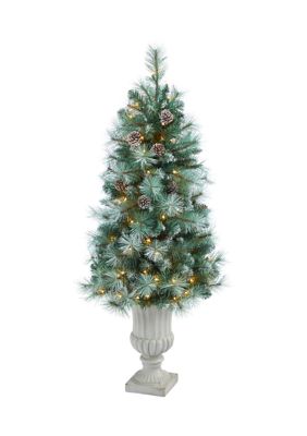 Nearly Natural 4.5 Foot Frosted Tip British Columbia Mountain Pine Artificial Christmas Tree with 100 Clear Lights -  7601559T2260