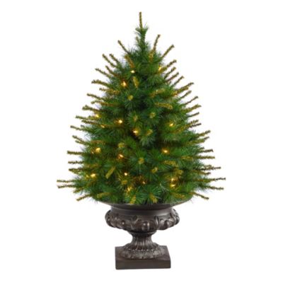 3.5-Foot New England Pine Artificial Christmas Tree with 50 Clear Lights and 117 Bendable Branches in Iron Colored Urn