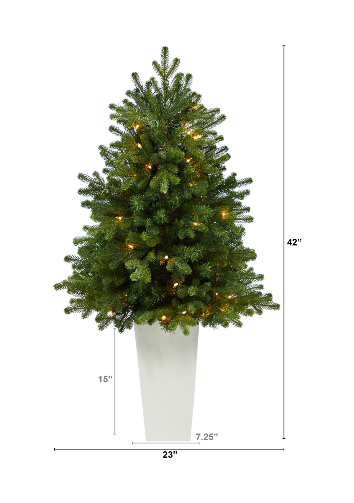 3.5 Foot Washington Fir Artificial Christmas Tree with 50 Clear Lights in Tower Planter