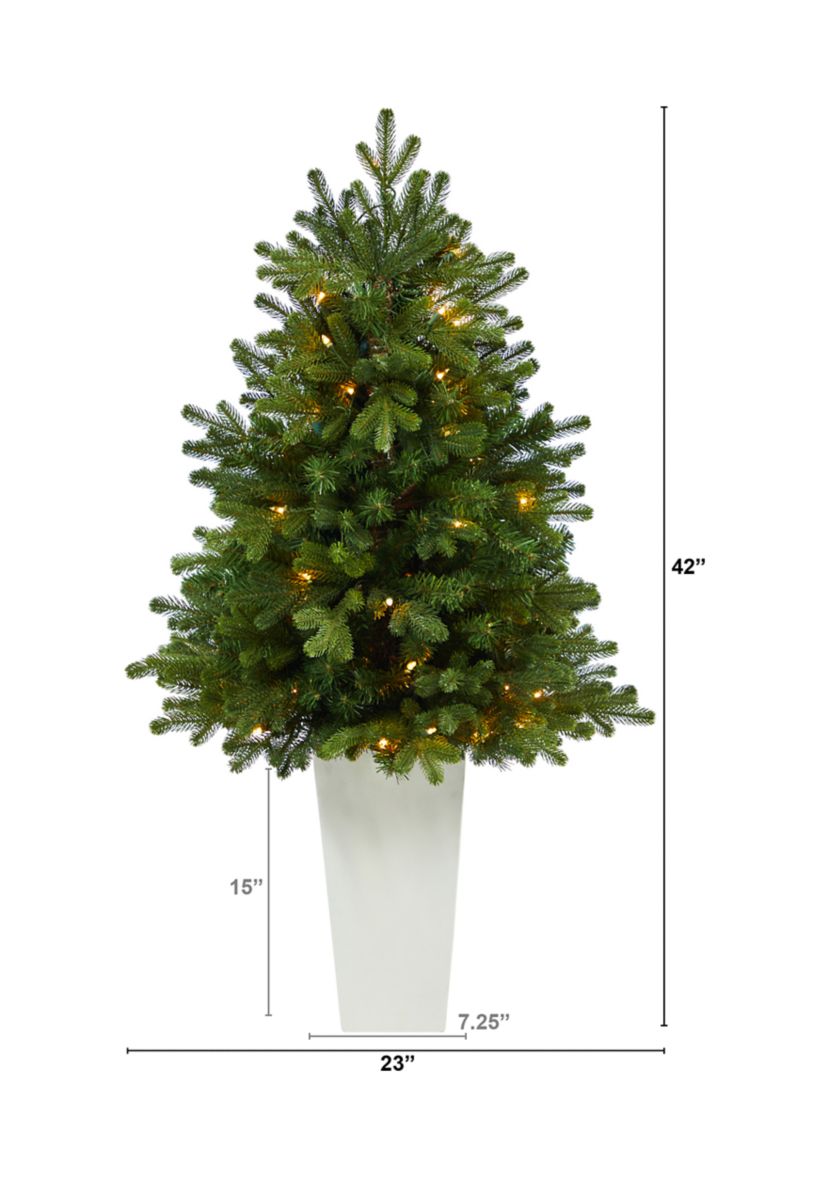 3.5 Foot Washington Fir Artificial Christmas Tree with 50 Clear Lights in Tower Planter