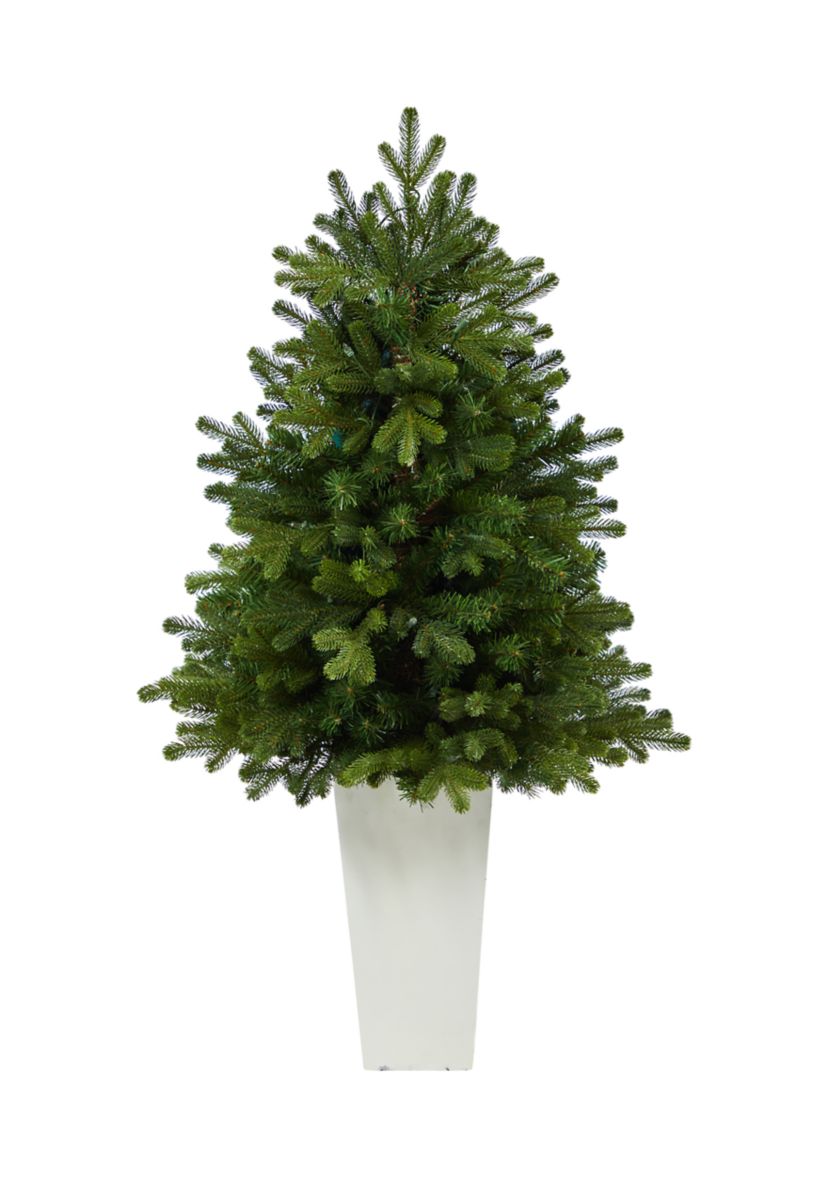 3.5 Foot Washington Fir Artificial Christmas Tree with 50 Clear Lights in Tower Planter