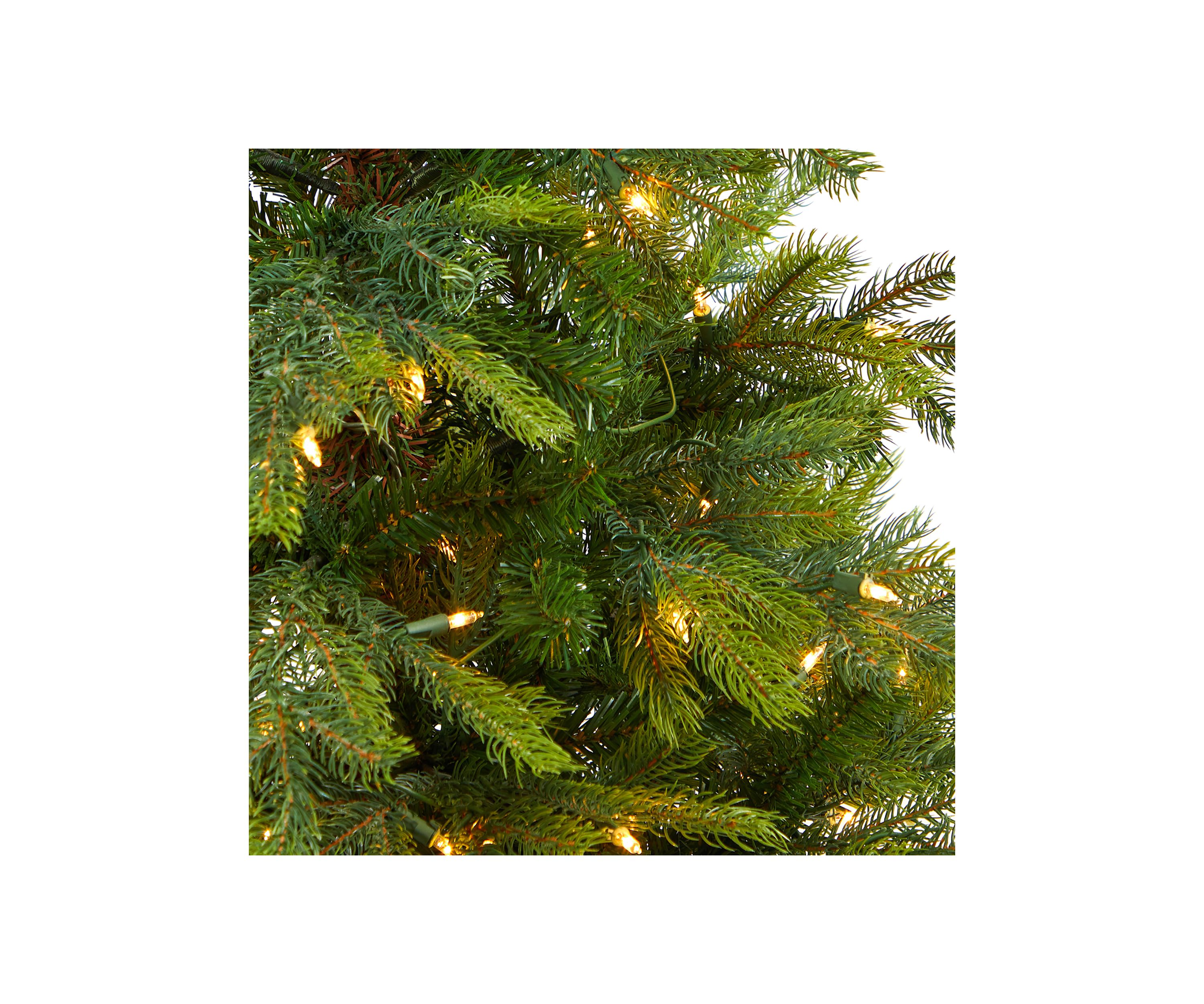 56 Inch North Carolina Spruce Artificial Christmas Tree with 100 Clear Lights and 207 Bendable Branches in Decorative Urn