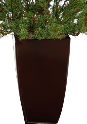 52 Inch Vancouver Mountain Pine Artificial Christmas Tree with 100 Clear Lights and 374 Bendable Branches in Bronze Metal Planter