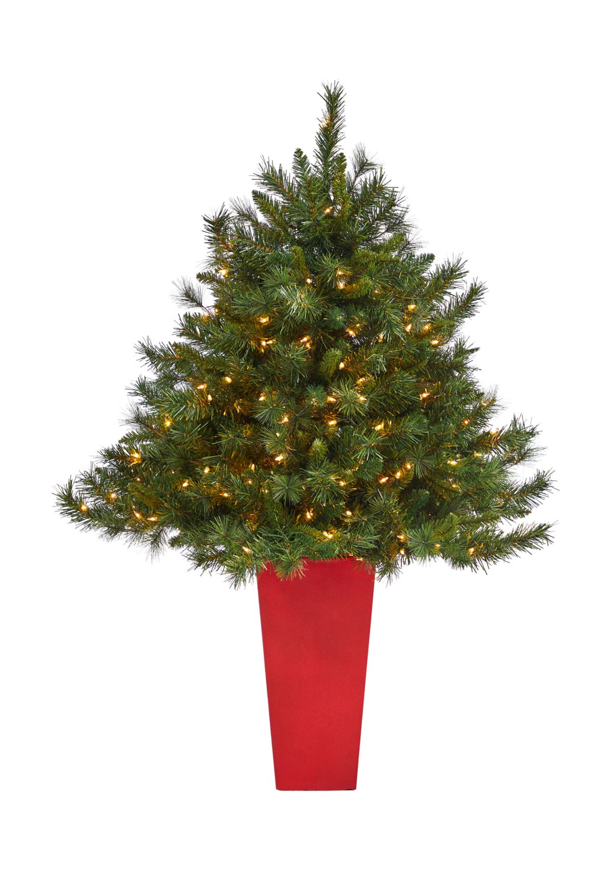 4.5 Foot Wyoming Mixed Pine Artificial Christmas Tree with 250 Clear Lights and 462 Bendable Branches in Tower Planter