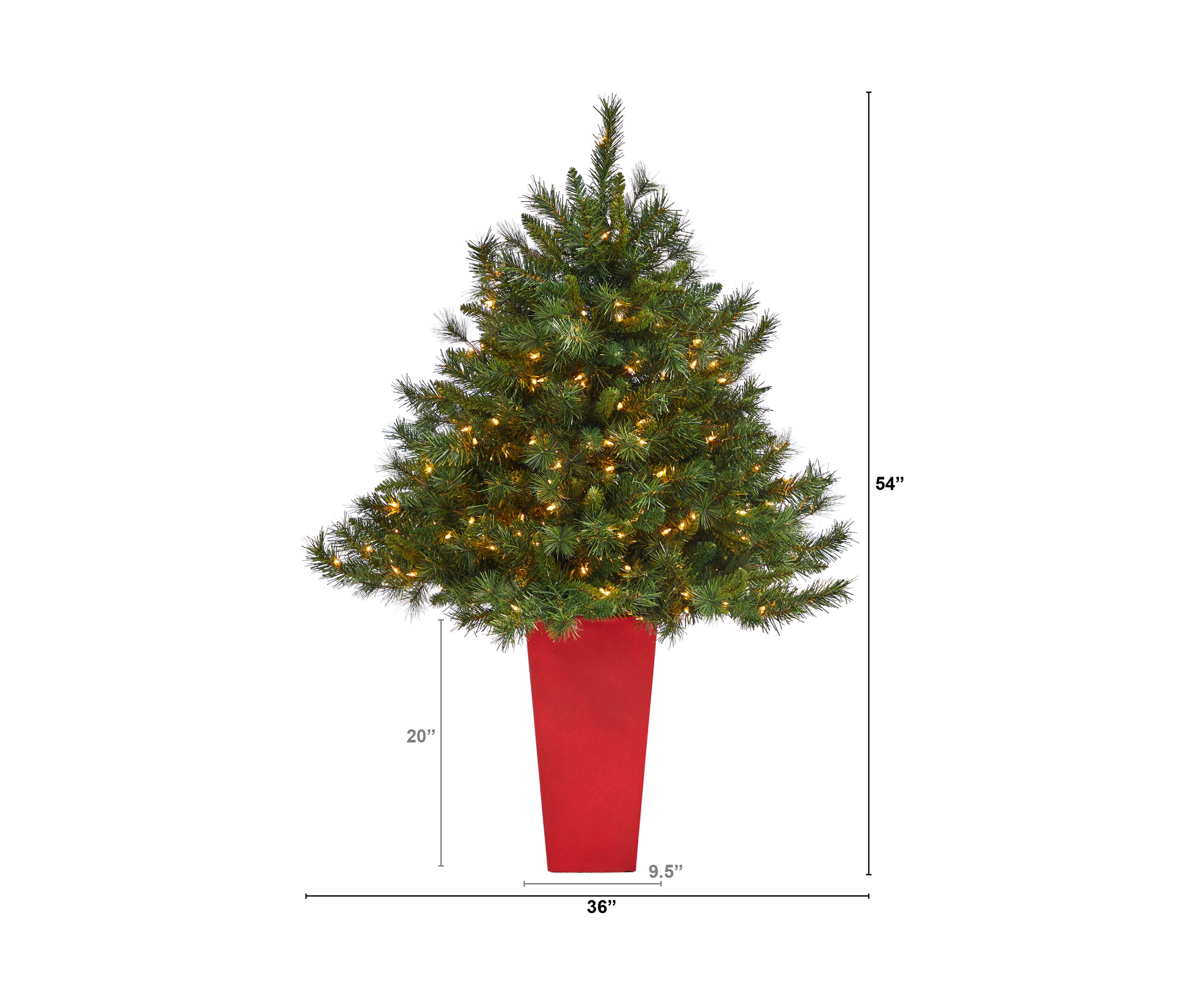 4.5 Foot Wyoming Mixed Pine Artificial Christmas Tree with 250 Clear Lights and 462 Bendable Branches in Tower Planter