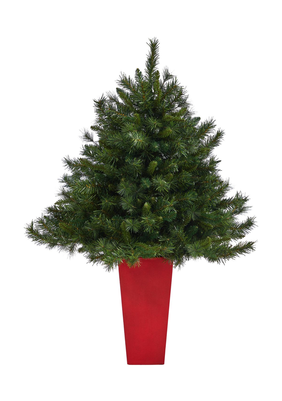 4.5 Foot Wyoming Mixed Pine Artificial Christmas Tree with 250 Clear Lights and 462 Bendable Branches in Tower Planter