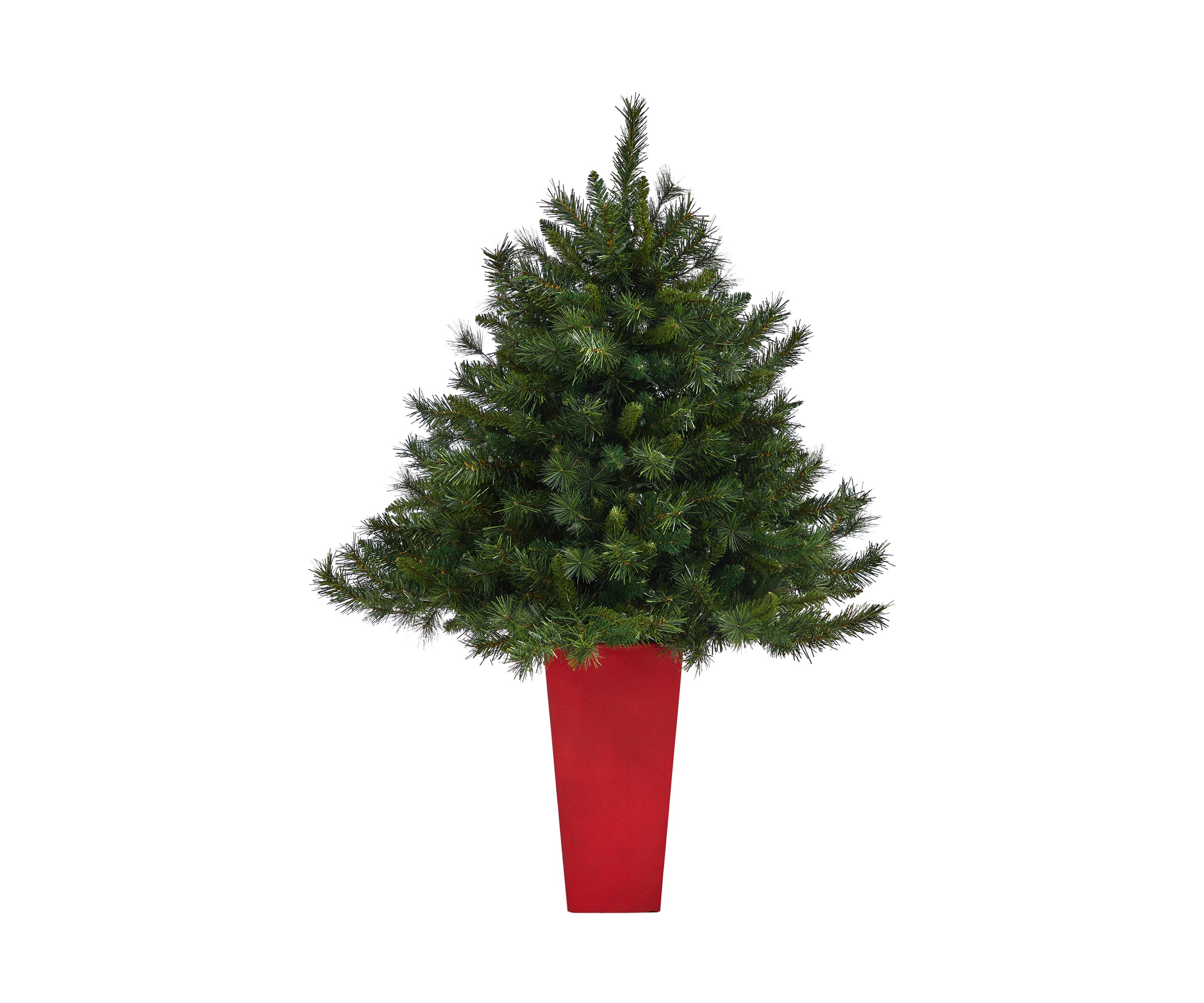 4.5 Foot Wyoming Mixed Pine Artificial Christmas Tree with 250 Clear Lights and 462 Bendable Branches in Tower Planter