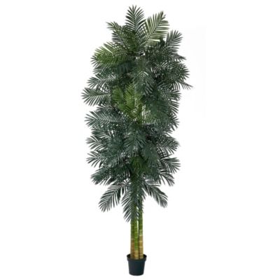 Nearly Natural 10-Foot Triple Stalk Golden Cane Artificial Palm Tree