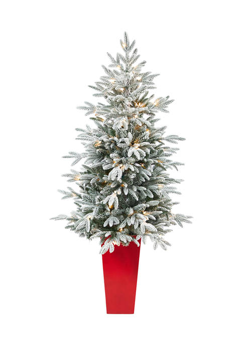 Nearly Natural 5 Foot Flocked Manchester Spruce Artificial