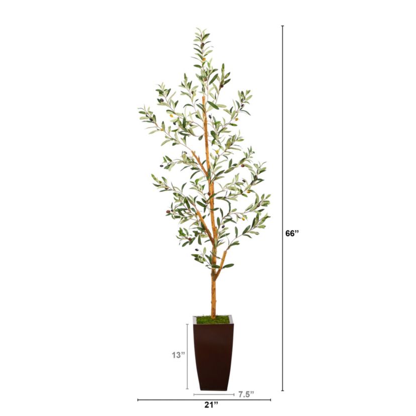 5.5-Foot Olive Artificial Tree in Bronze Metal Planter
