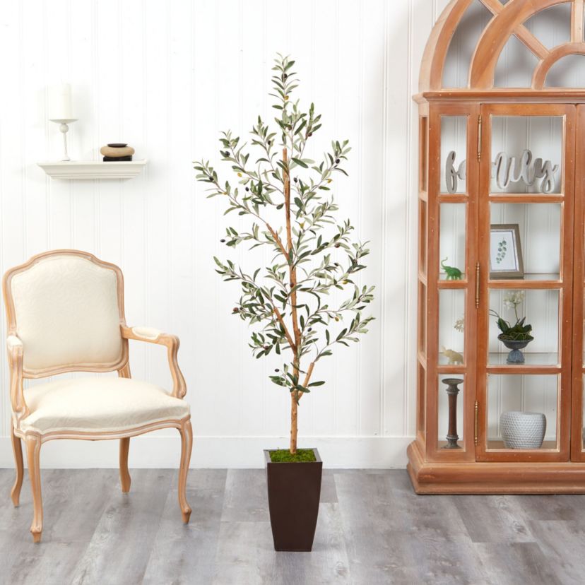 5.5-Foot Olive Artificial Tree in Bronze Metal Planter