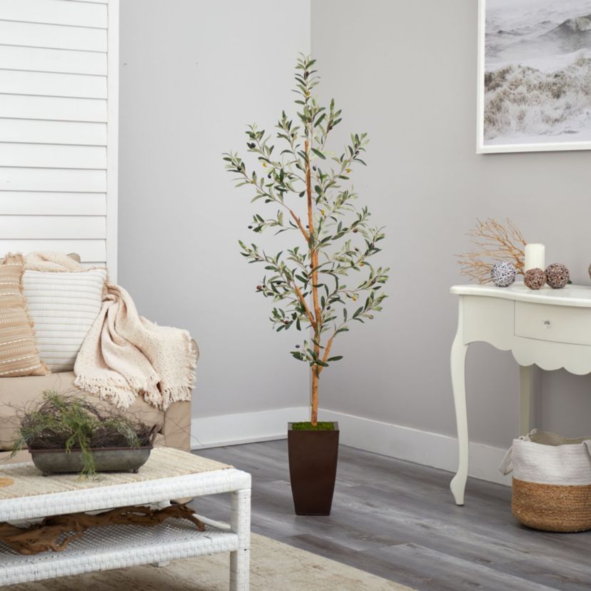 5.5-Foot Olive Artificial Tree in Bronze Metal Planter