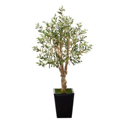 4.5-Foot Olive Artificial Tree in Black Metal Planter