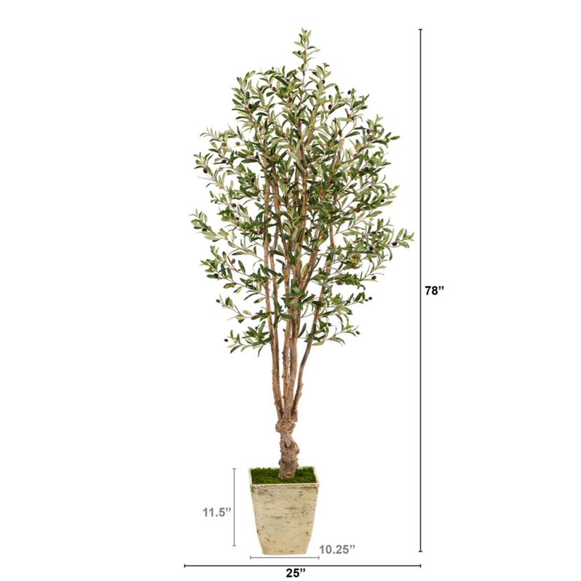 6.5-Foot Olive Artificial Tree in Country White Planter