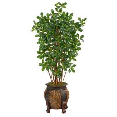 4.5-Foot Black Olive Artificial Tree in Decorative Planter