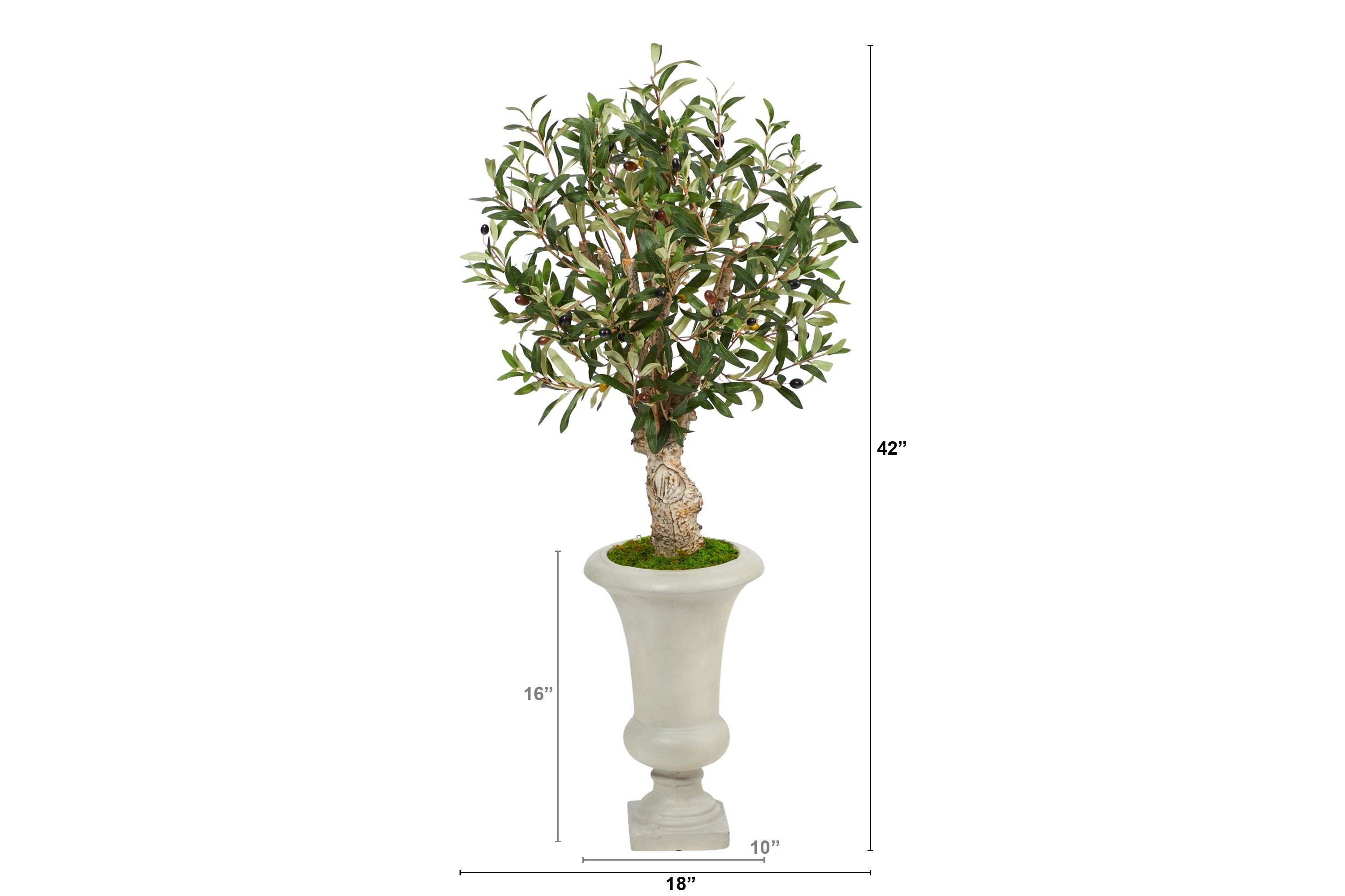 3.5-Foot Olive Artificial Tree in Sand Colored Urn