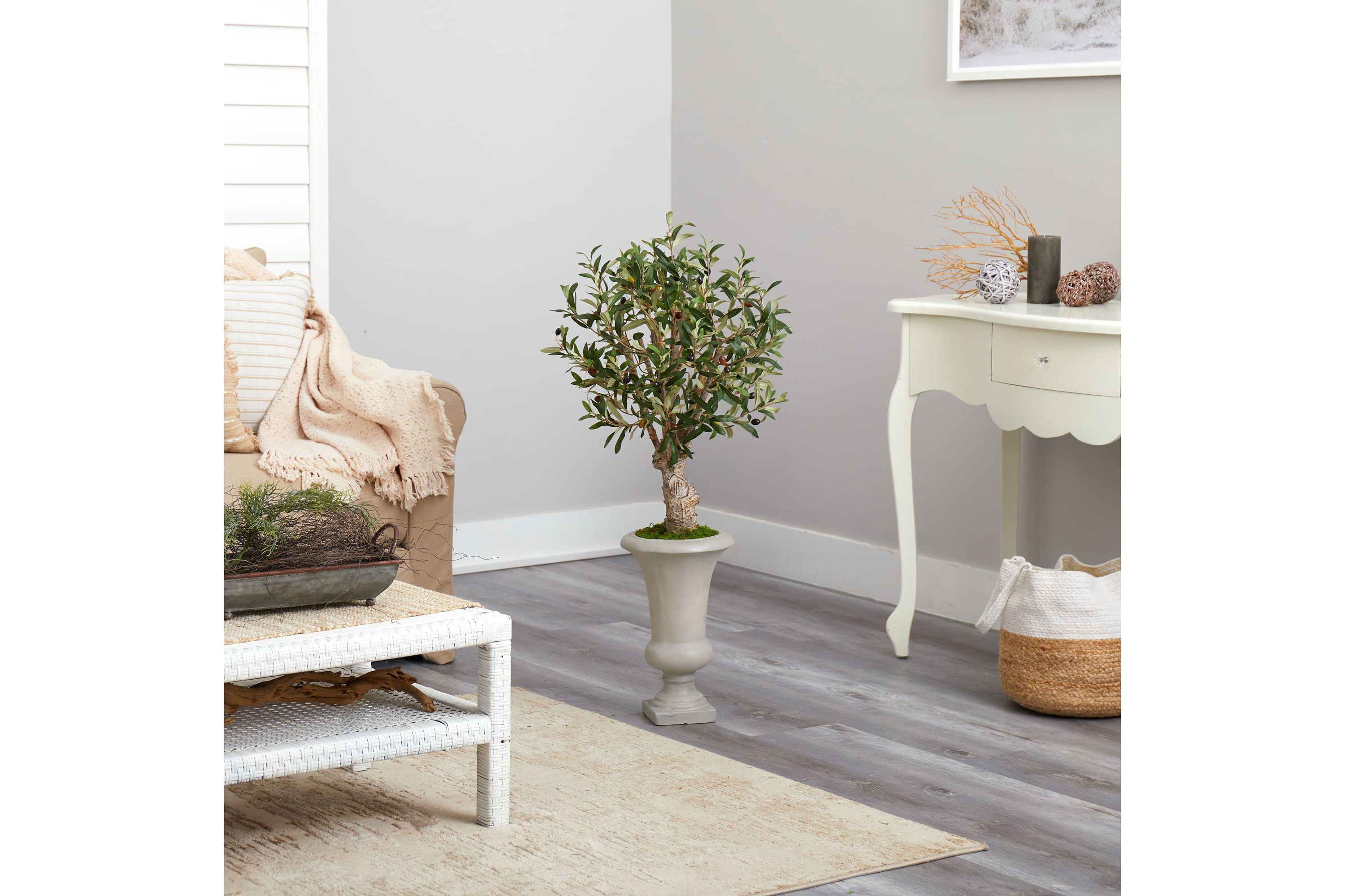 3.5-Foot Olive Artificial Tree in Sand Colored Urn