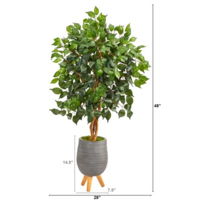 4-Foot Ficus Artificial Tree in Gray Planter with Stand