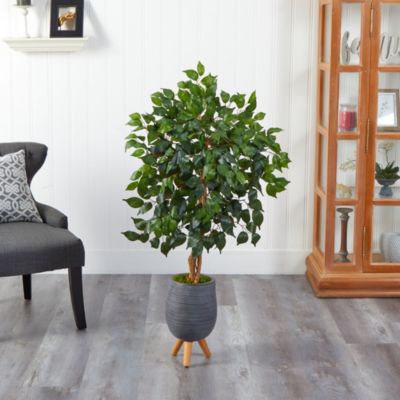 4-Foot Ficus Artificial Tree in Gray Planter with Stand