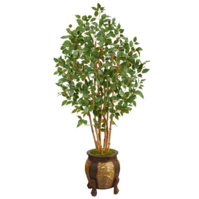 Nearly Natural 5.5-Foot Ficus Bushy Artificial Tree in Decorative Planter