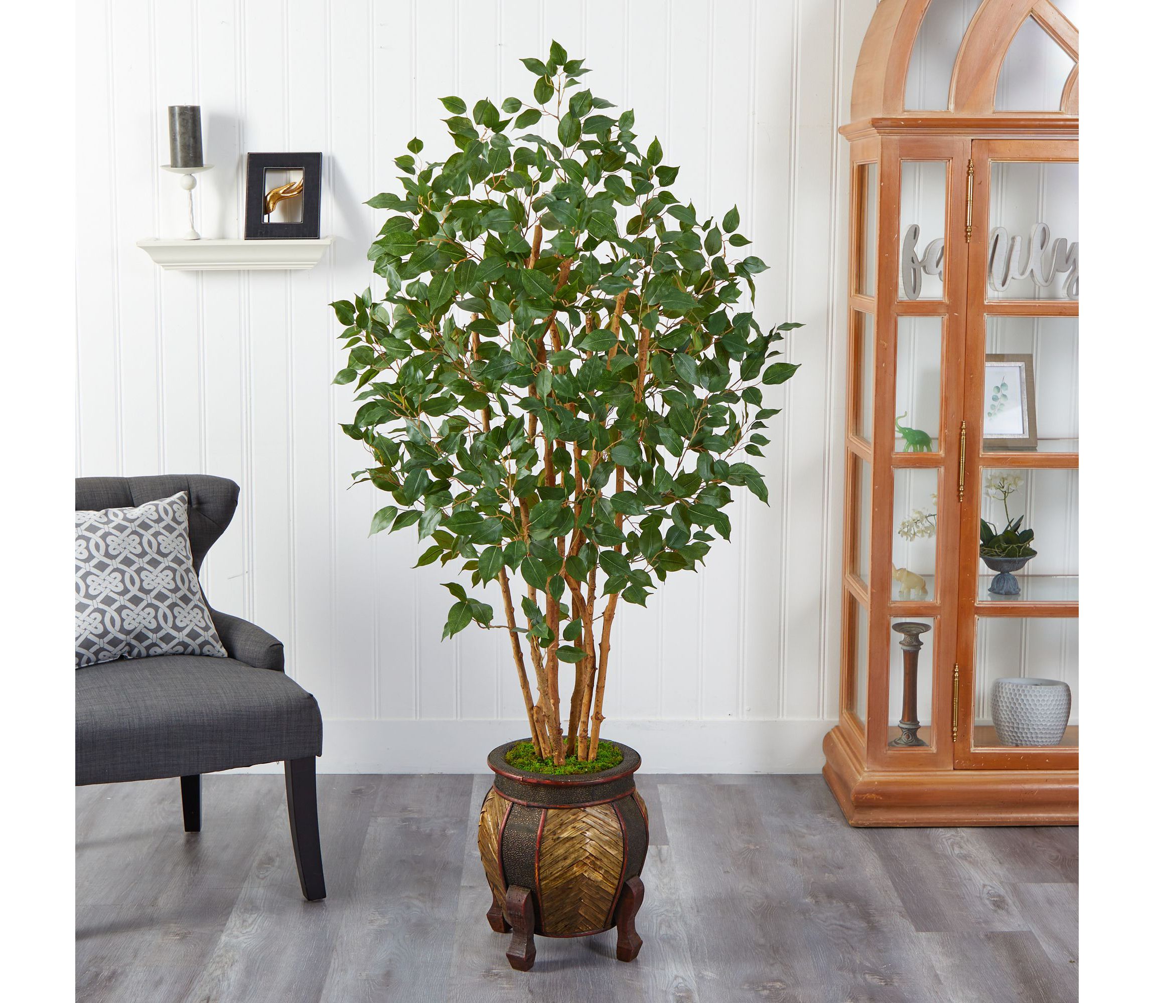 5.5-Foot Ficus Bushy Artificial Tree in Decorative Planter