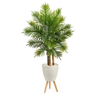 63-Inch Areca Artificial Palm Tree in White Planter with Stand (Real Touch)