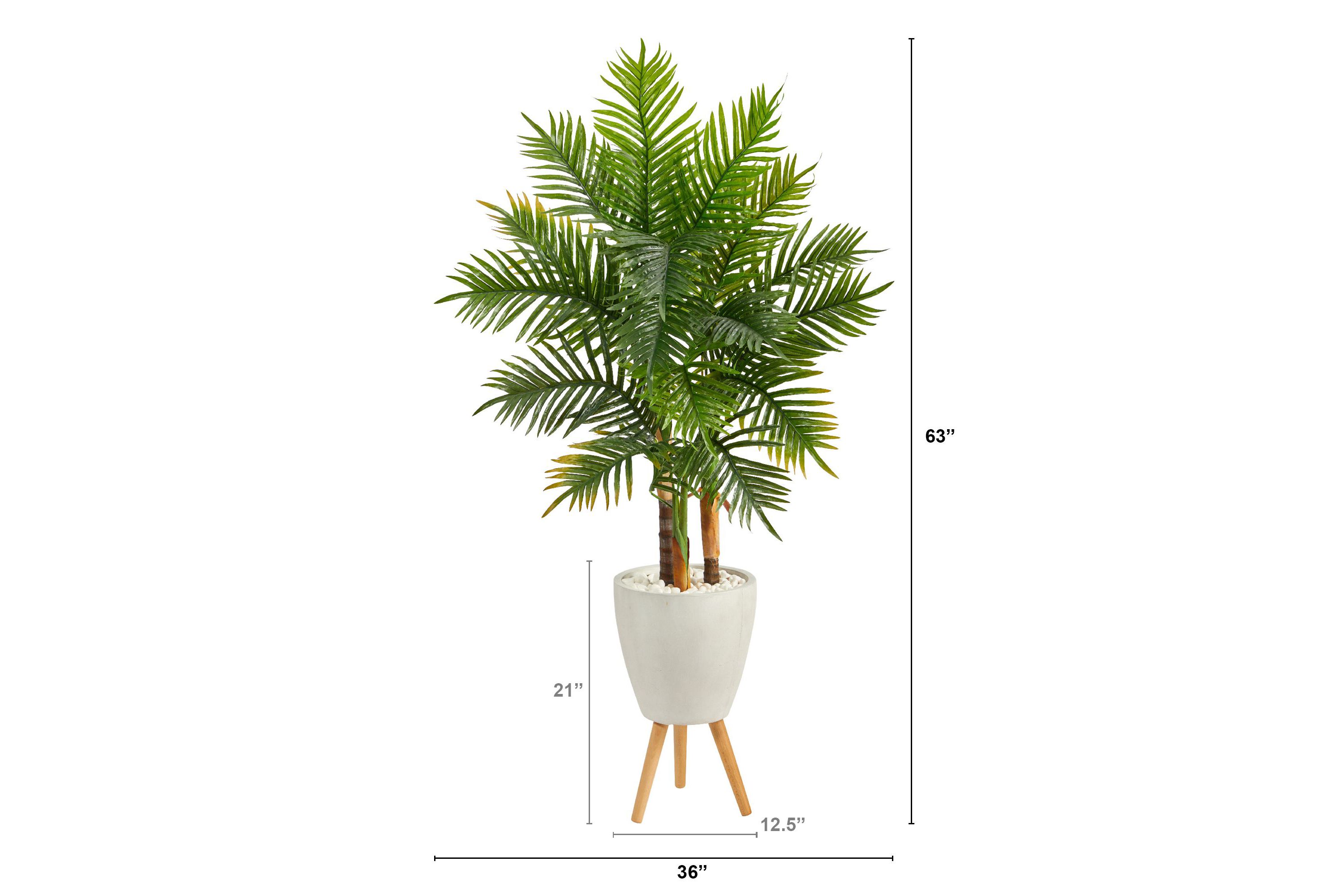 63-Inch Areca Artificial Palm Tree in White Planter with Stand (Real Touch)