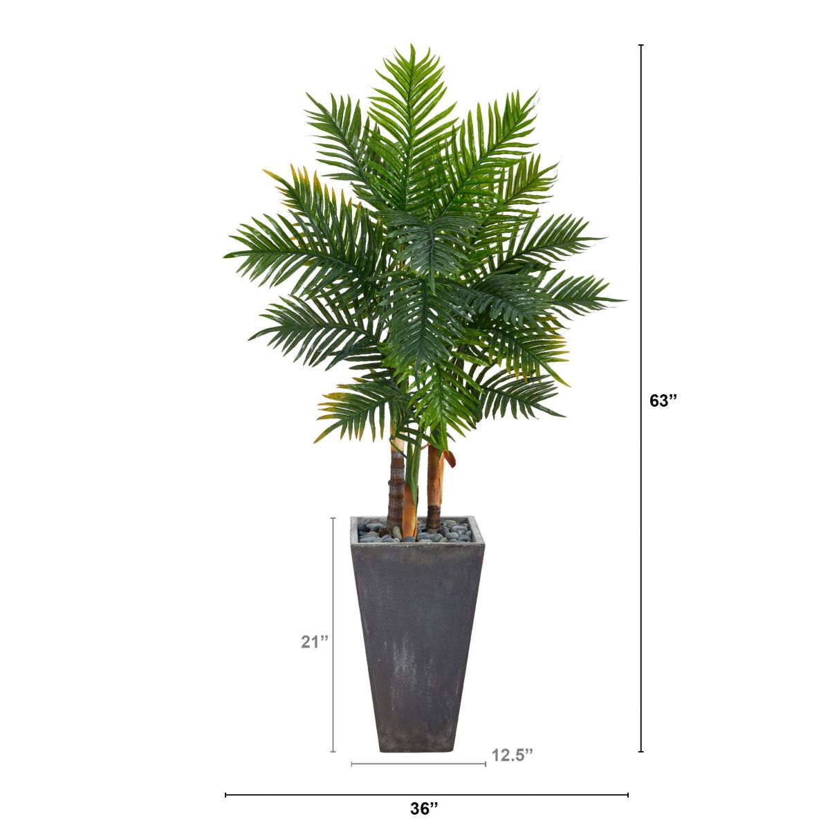 63-Inch Areca Artificial Palm Tree in Cement Planter (Real Touch)
