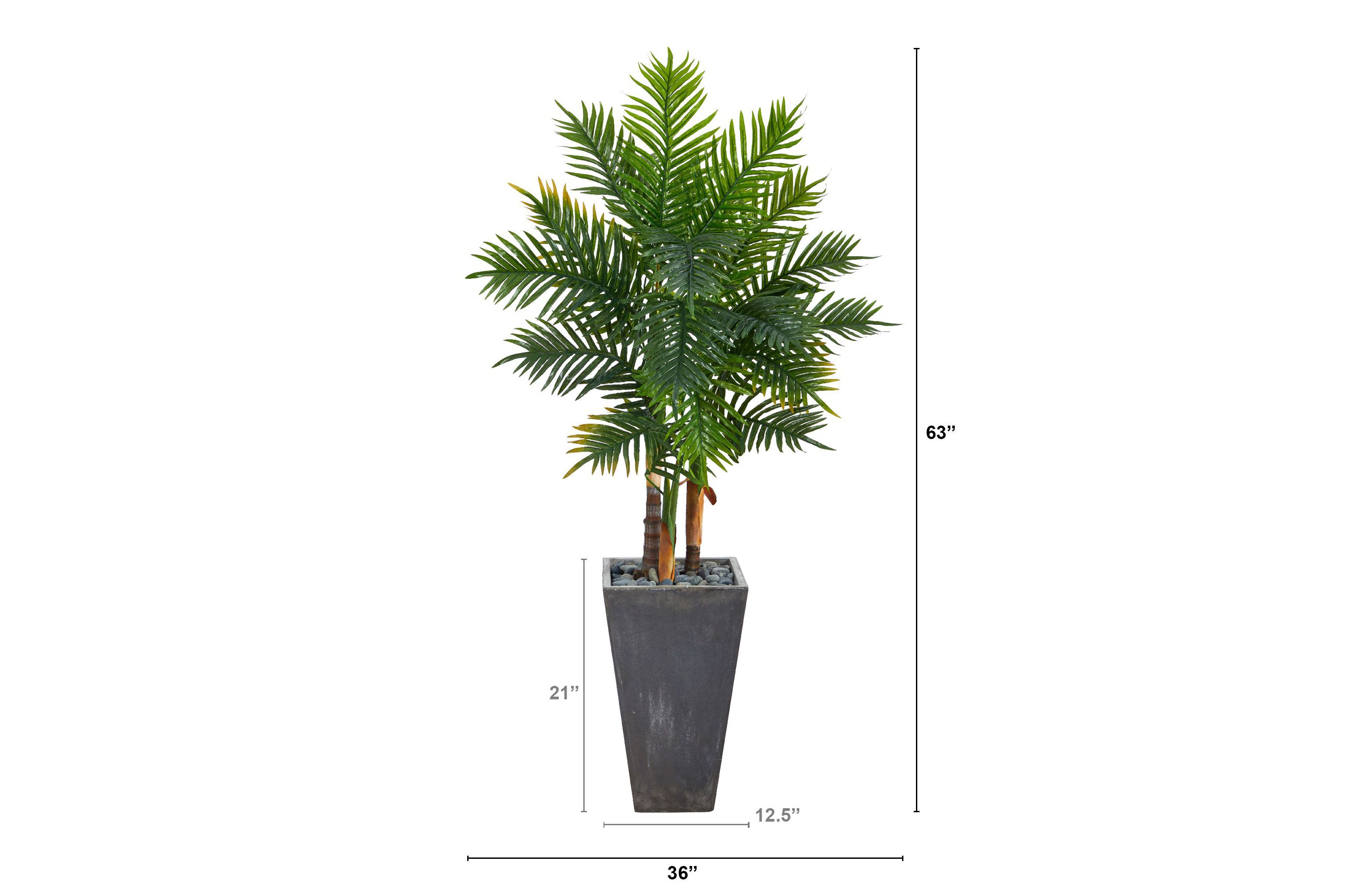 63-Inch Areca Artificial Palm Tree in Cement Planter (Real Touch)