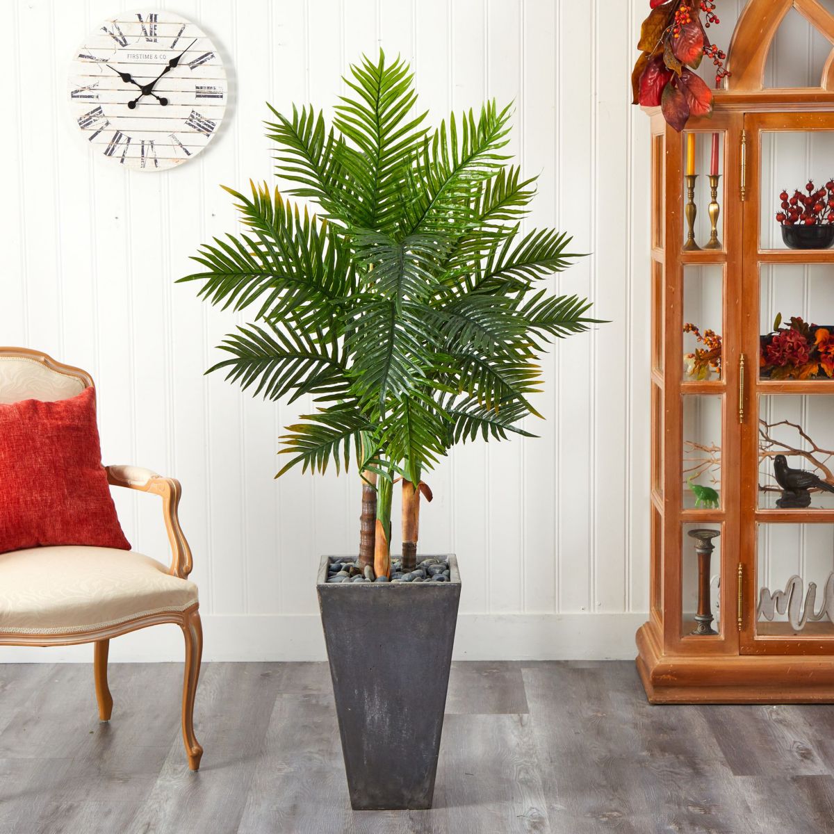 63-Inch Areca Artificial Palm Tree in Cement Planter (Real Touch)
