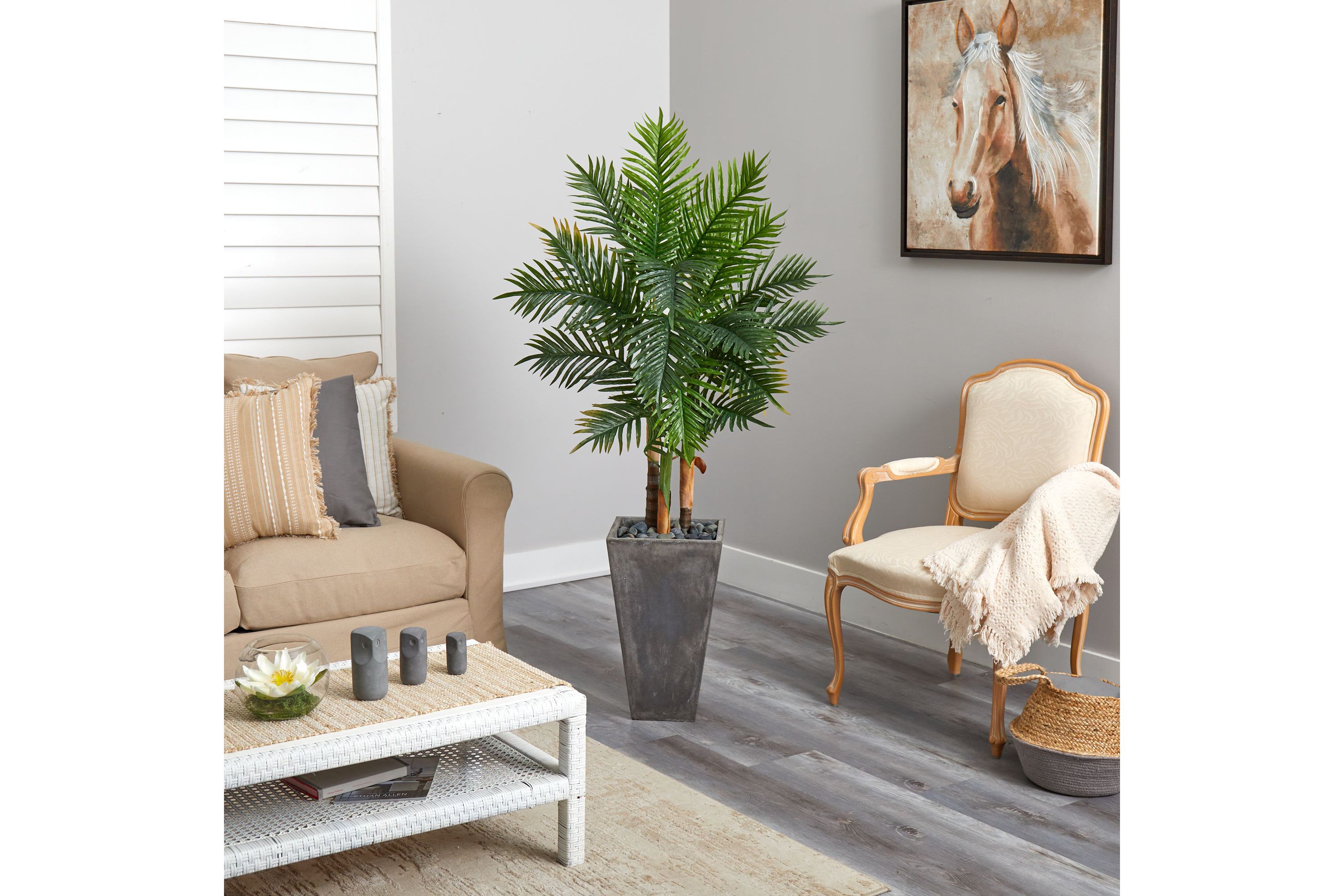 63-Inch Areca Artificial Palm Tree in Cement Planter (Real Touch)