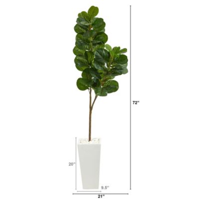 6-Foot Fiddle leaf Fig Artificial Tree in Tall White Planter