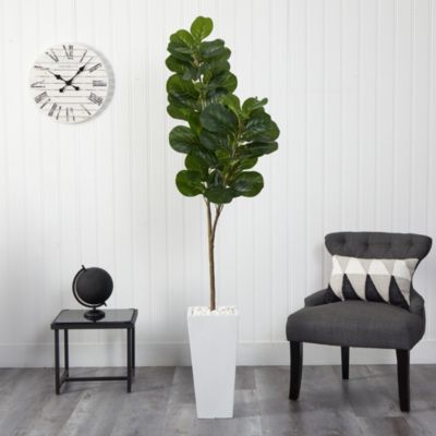 6-Foot Fiddle leaf Fig Artificial Tree in Tall White Planter