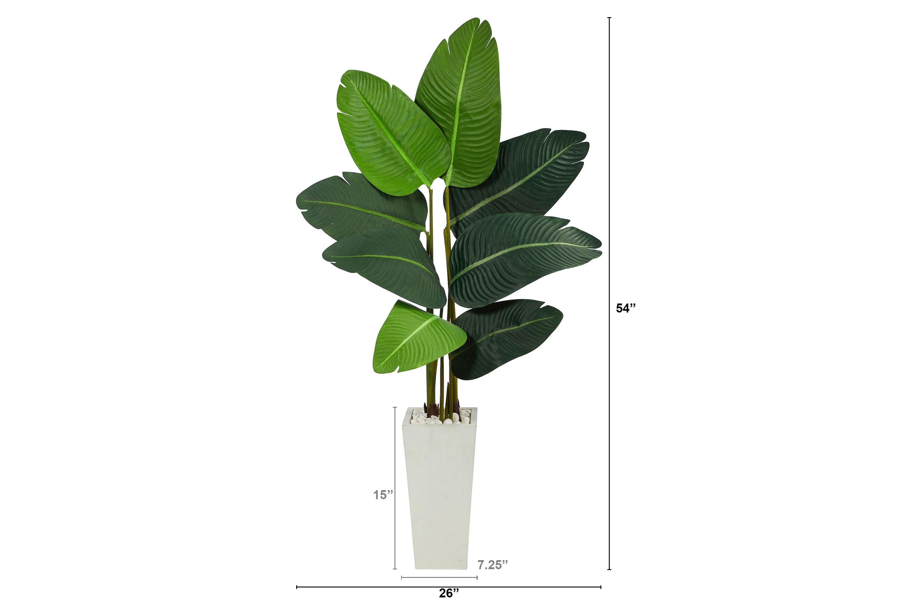4.5-Foot Travelers Palm Artificial Tree in White Planter