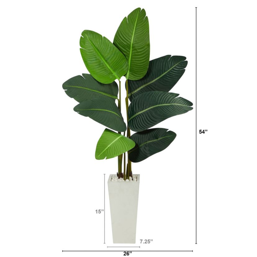 4.5-Foot Travelers Palm Artificial Tree in White Planter