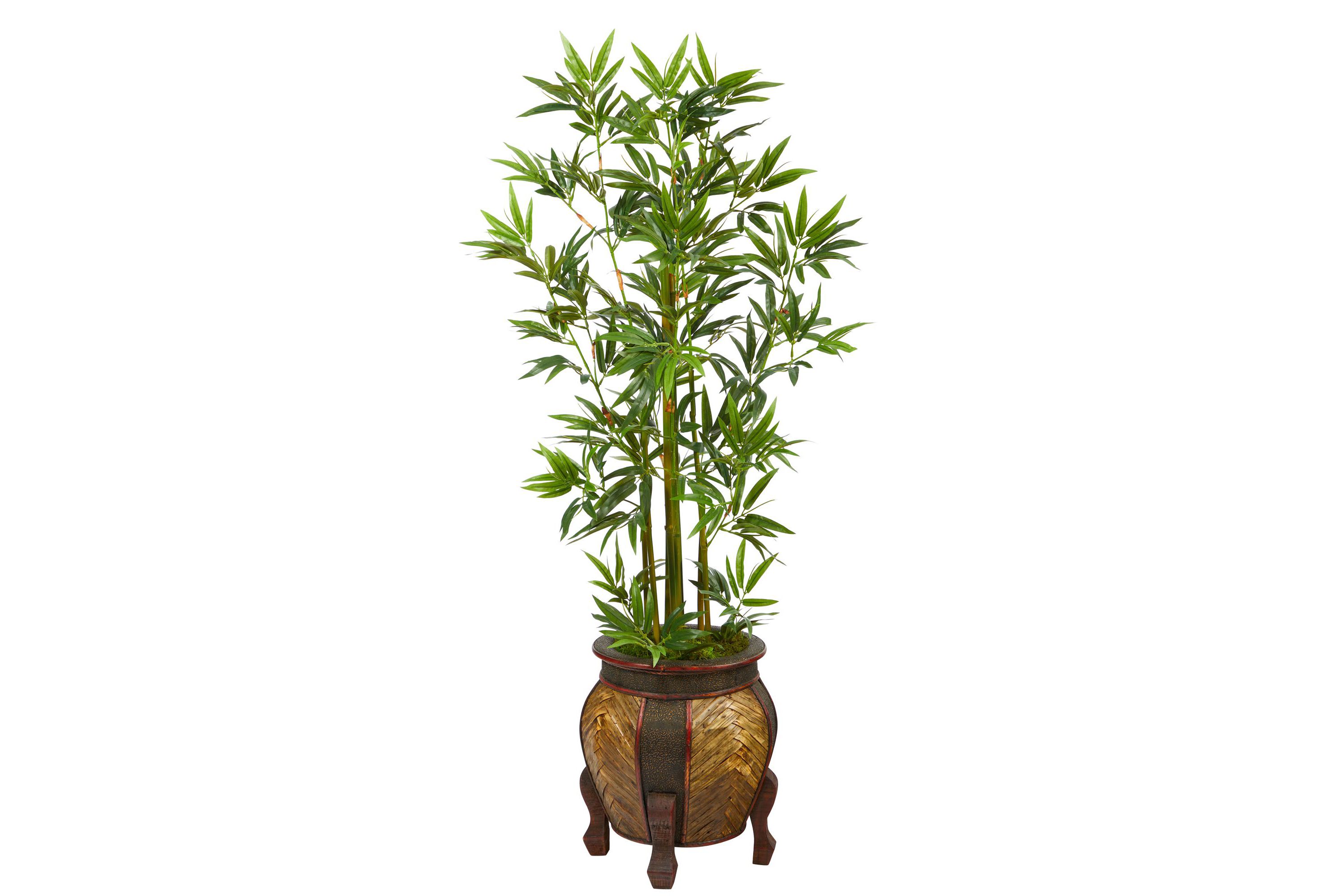 4.5-Foot Bamboo Palm Artificial Tree in Decorative Planter