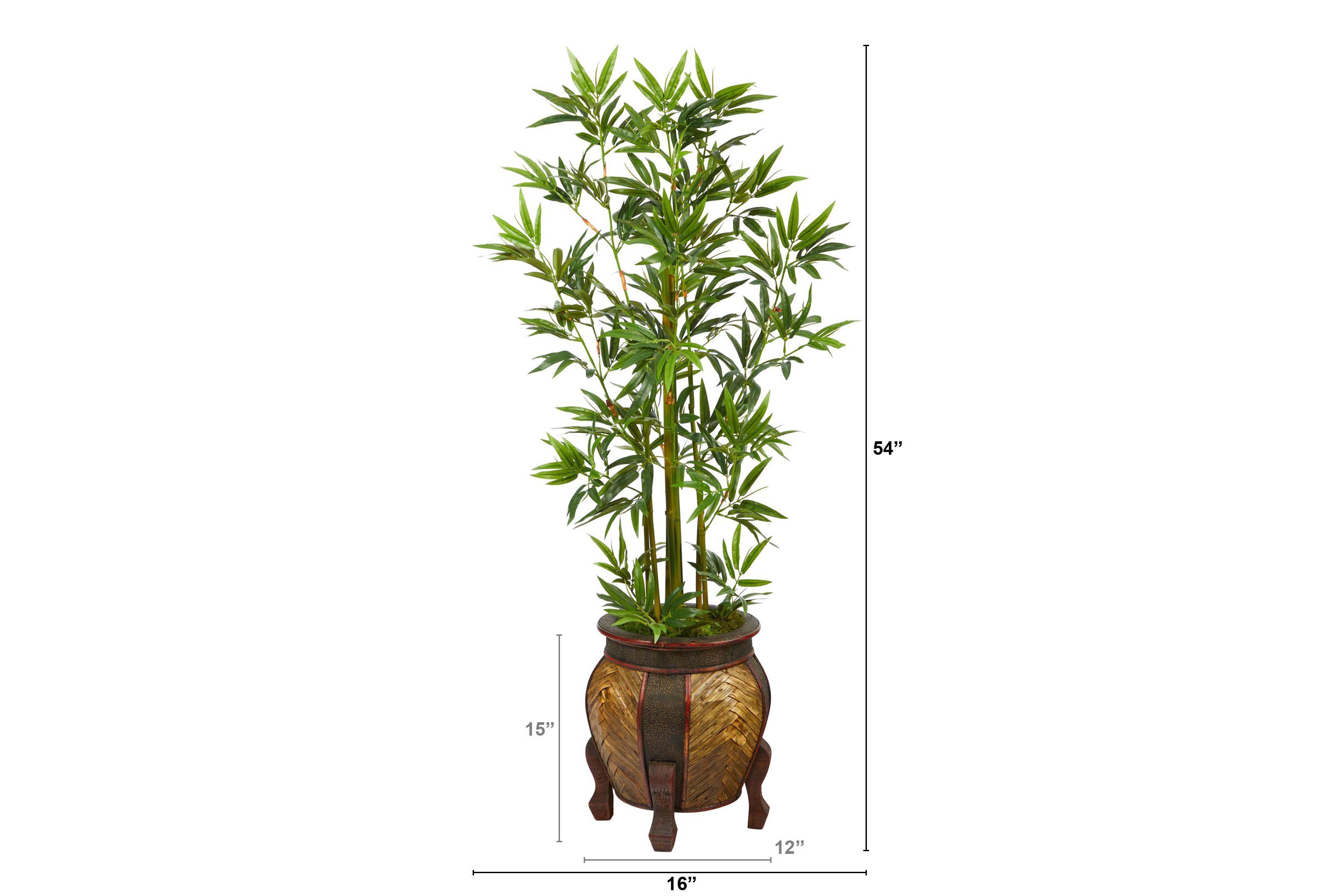 4.5-Foot Bamboo Palm Artificial Tree in Decorative Planter