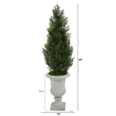 46-Inch Mini Cedar Artificial Pine Tree in Decorative Urn UV Resistant (Indoor/Outdoor)