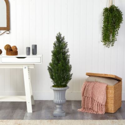 46-Inch Mini Cedar Artificial Pine Tree in Decorative Urn UV Resistant (Indoor/Outdoor)