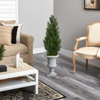 46-Inch Mini Cedar Artificial Pine Tree in Decorative Urn UV Resistant (Indoor/Outdoor)